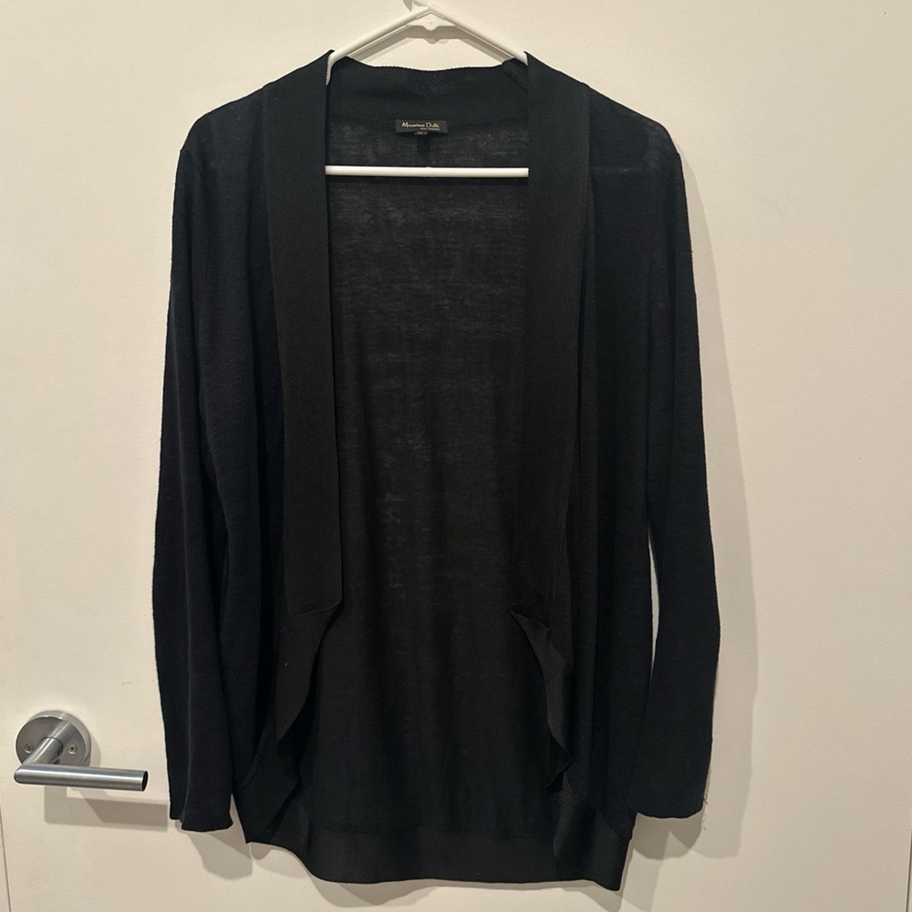 Massimo Dutti Women’s Cardigan Open Front Flow Sweater Black